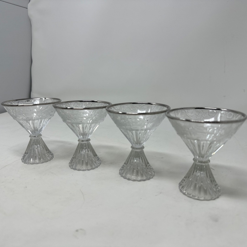 Paden City Etched Spring  Orchard Sherry / Cordial Glasses Set Of 4 Art Deco